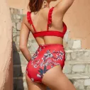 Maillot de bain grossesse deux pièces floral rouge