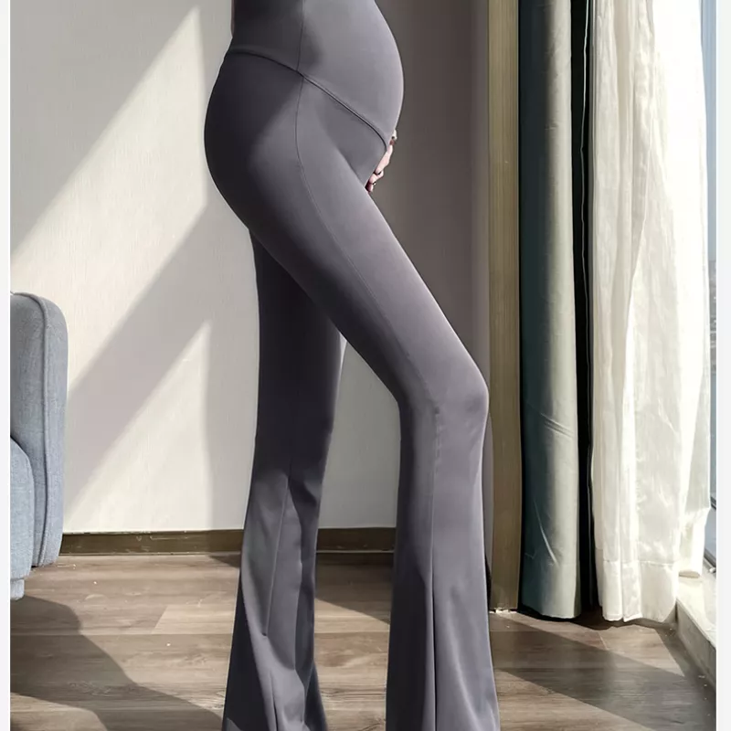 Pantalon grossesse legging de yoga évasé gris