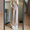 Pantalon grossesse coupe droite en coton beige