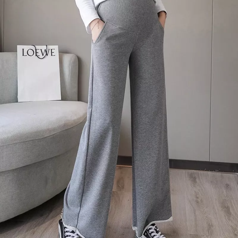 Pantalon grossesse décontracté jogging large gris clair