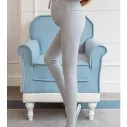 Legging grossesse gris clair en coton effet cotelé