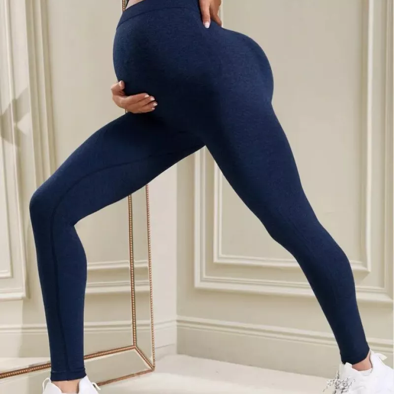 Legging grossesse de sport bleu marine avec taille haute