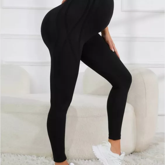 Legging grossesse de sport noir avec taille haute	