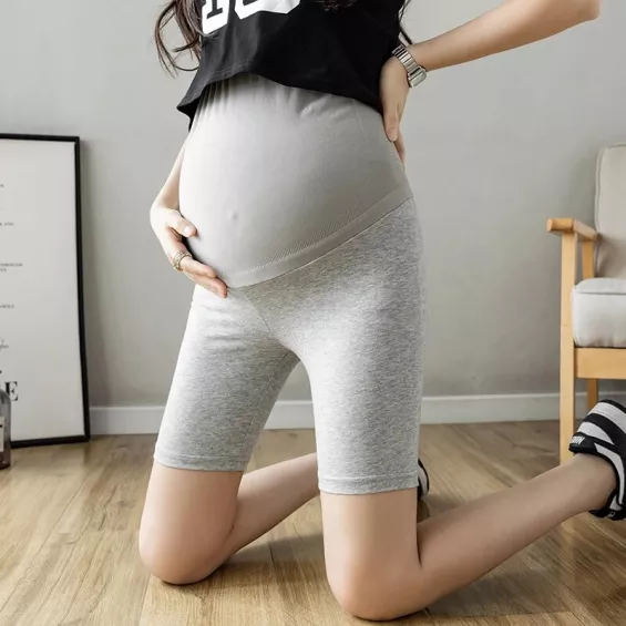 Legging grossesse cycliste taille élastique et respirante gris