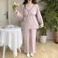 Pyjama grossesse et allaitement manche longues en coton rose 