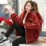 Manteau grossesse et porte bébé en laine bouclé rouge