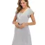 Chemise de nuit allaitement avec col en dentelle gris clair