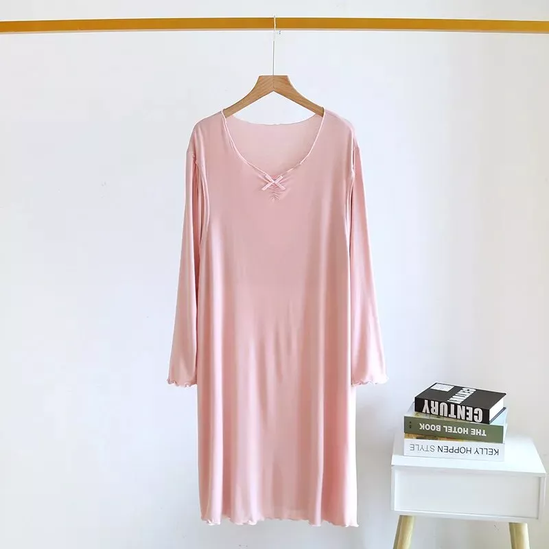 Chemise de nuit allaitement en coton rose