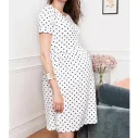 Chemise de nuit allaitement et grossesse blanche à pois