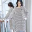 Robe allaitement à rayures avec détail ananas et manches longues