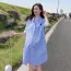Robe allaitement et grossesse chemise bleu à rayure 