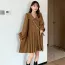 Robe allaitement et grossesse avec manches bouffantes marron