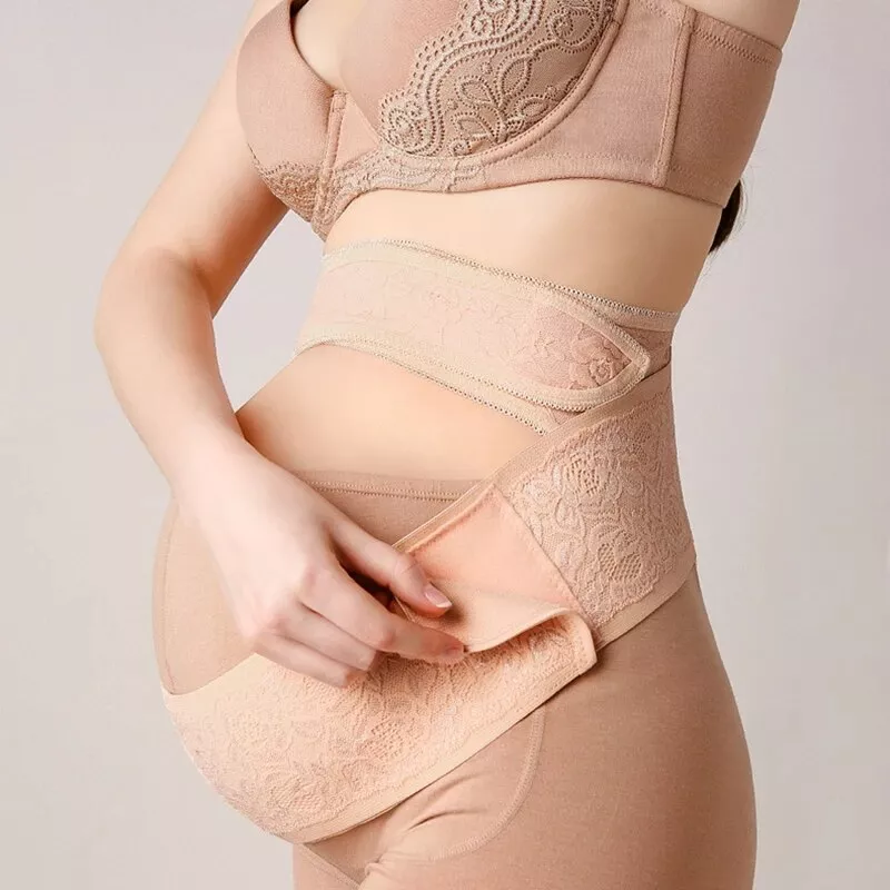 Ceinture de grossesse de soutien en bande élastique dentelle beige